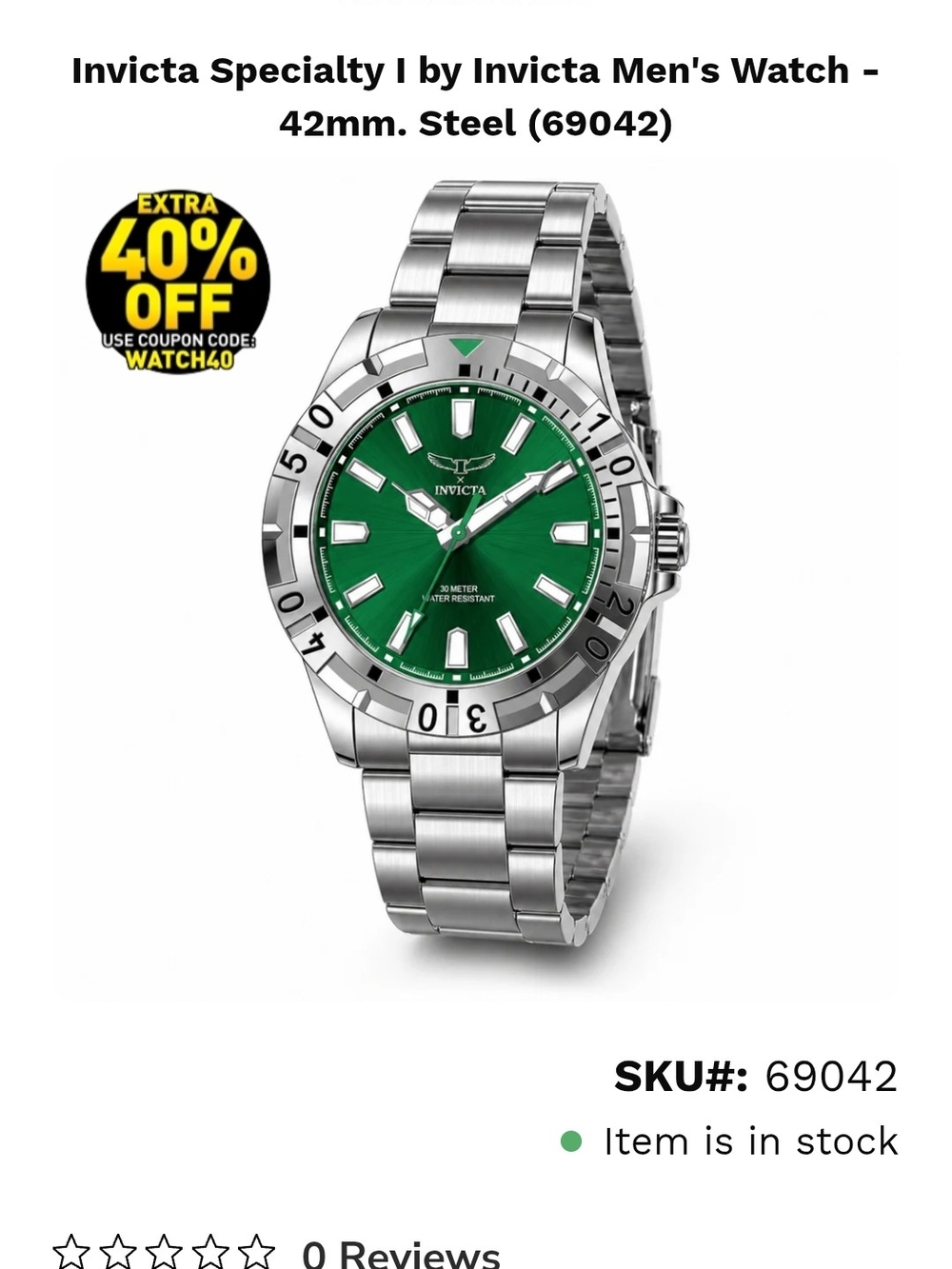 127.3  Invicta Specialty I by Invicta Men's Watch - 42mm. Steel